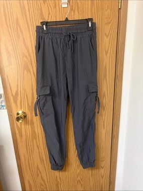 Women’s Dark Gray Cargo Jogger Pants with Drawstring Waist